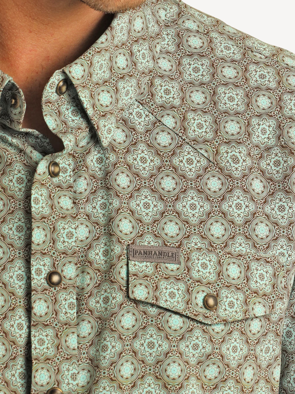 Panhandle | Aztec Print Short Sleeve Snap Shirt