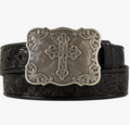 Nocona Belt Co. Women's Embossed Leather Cross Buckle Belt