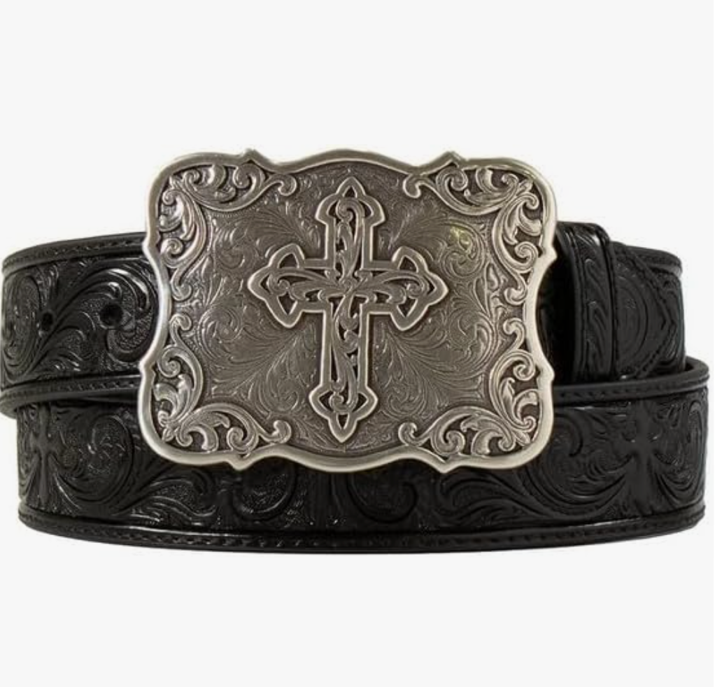 Cinturón de piel con hebilla cruzada para mujer de Nocona Belt Co.