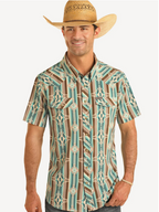 Panhandle | Aztec Print Short Sleeve Snap Shirt