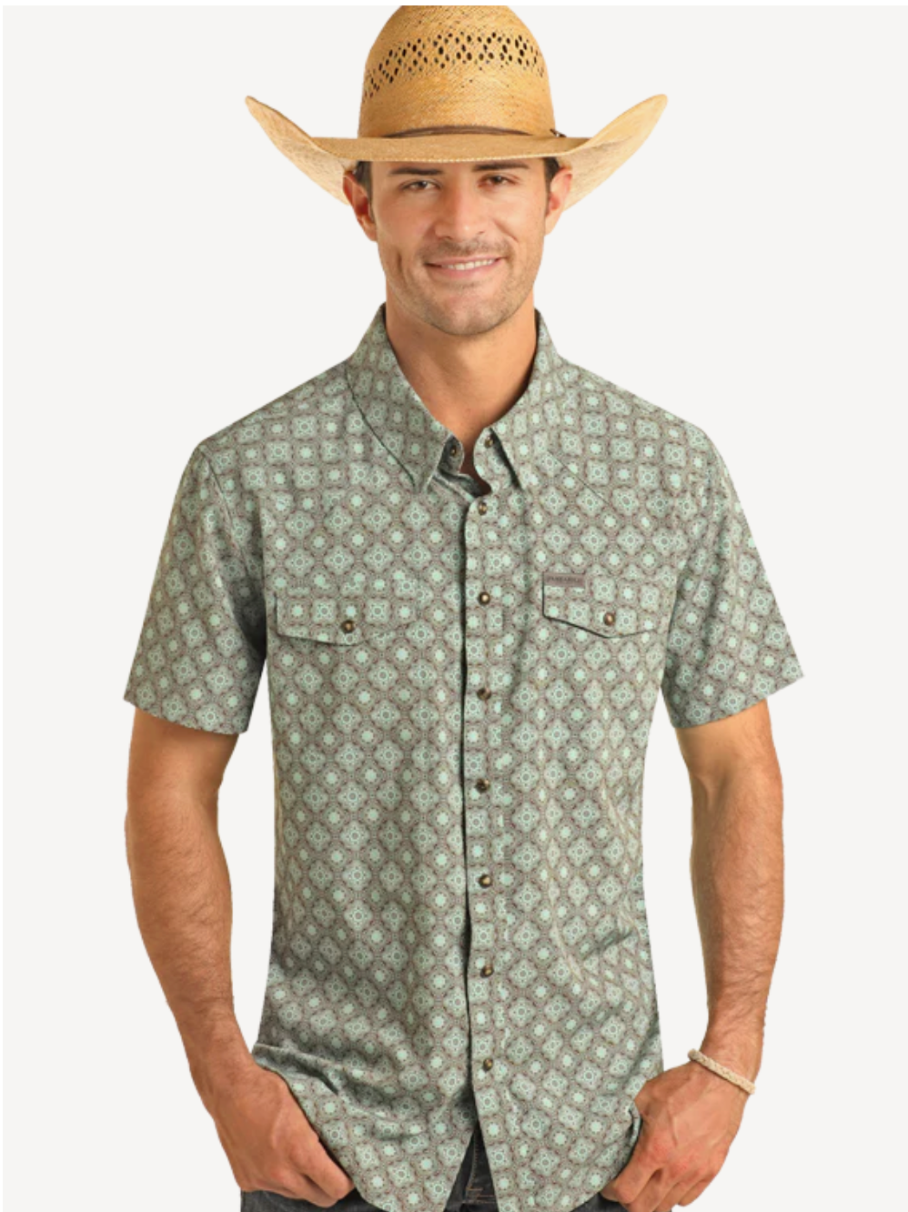 Panhandle | Aztec Print Short Sleeve Snap Shirt