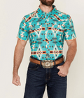 Camisa Rock &amp; Roll Denim Tek estilo suroeste - Turquesa grande, para hombre