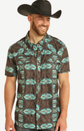 TEK WESTERN BROWN AZTEC SHORT SLEEVE SHIRT