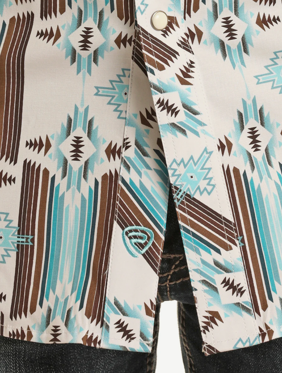 CAMISA AZTECA DE MANGA CORTA CON BROCHES