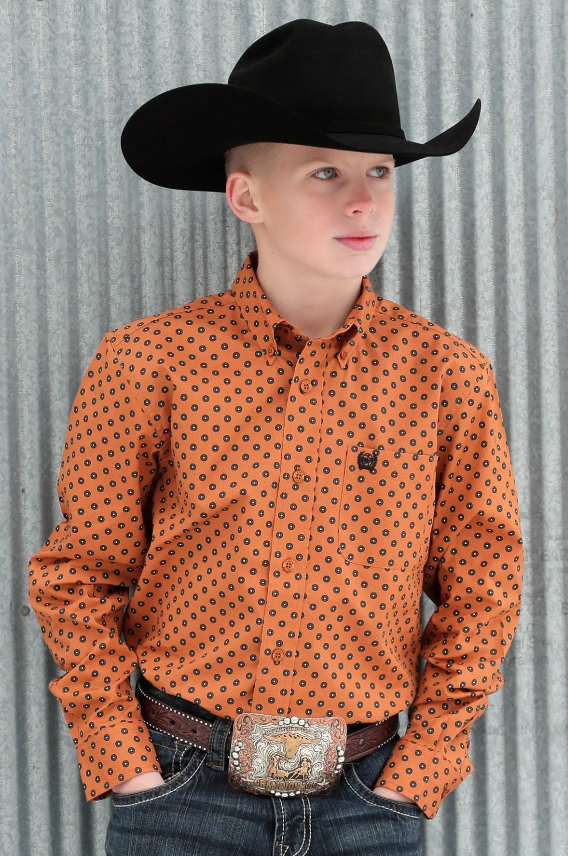 Camisa con botones y estampado geométrico para niños de Cinch