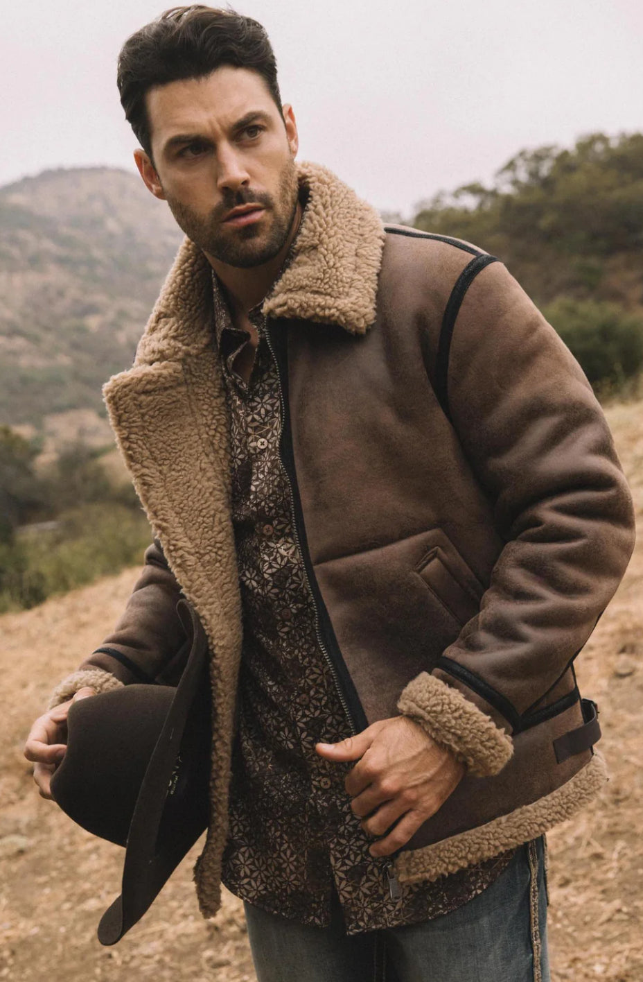 Platini | Chaqueta de ante con forro de piel de oveja sintética