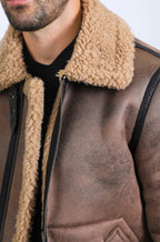 Platini | suede jacket w/ Faux Shearling-lined